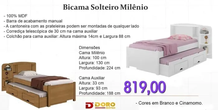 Bi cama solteiro milênio _entrega rápida 