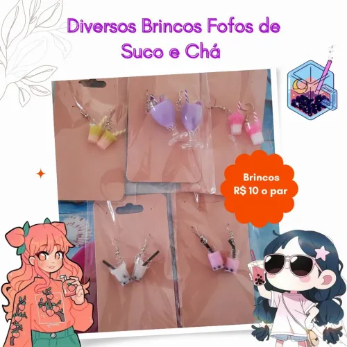 Brincos Fofos de Suco e Chá de bolhas