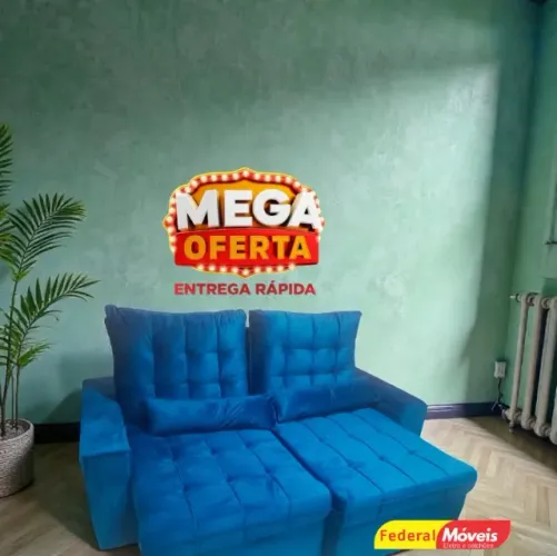 Sofá Retrátil e Reclinável AZUL D33 2,0M ENTREGA HOJE