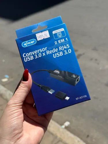 Conversor 2 em 1 Type C Usb x RJ45 USB