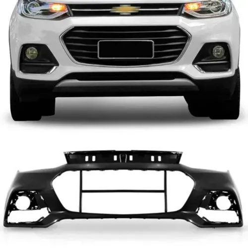 Parachoque Superior Chevrolet Tracker 2017 à 2020 - Furo Farol Auxiliar - Preto Liso TYG