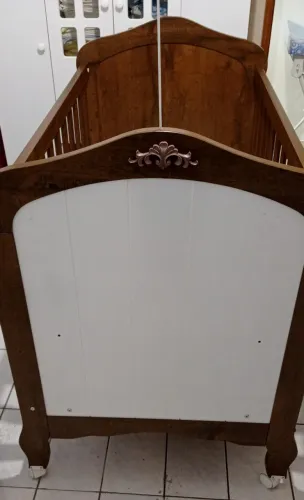 Berço Americano de Bebê Provençal Marrom MDF Vira Mini Cama Com Regulagem Altura Harmonia
