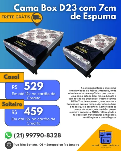 !!! FRETE GRATIS !!! Cama Box D23 com 7cm de Espuma
