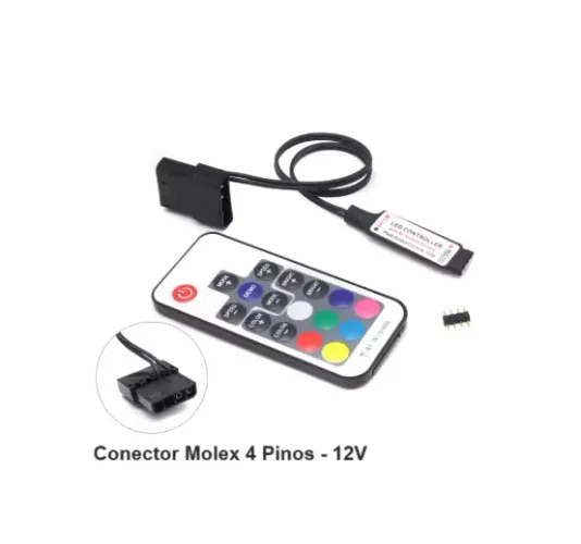 Controlador Rgb Cooler Fan/Led 4 Pinos 12v Conexão Molex