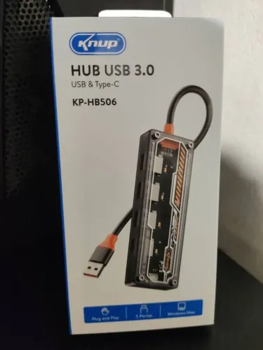 HUB USB 3.0 5 Portas com entrada USB C compatível com PC Consoles e muito mais