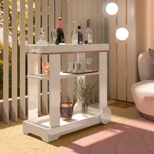 Carrinho Bar Rosé Off White - ARTELY