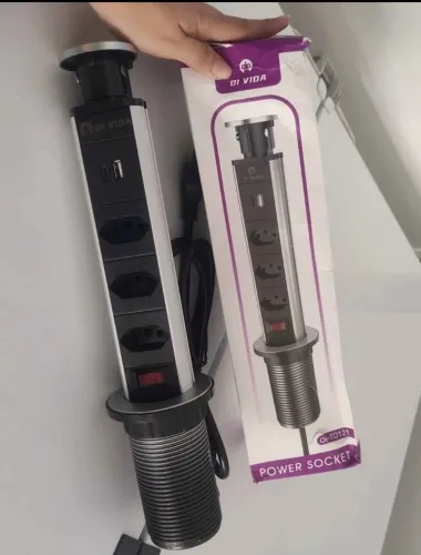 Torre de Tomadas Embutir Retrátil C/ USB 