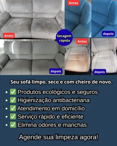 Limpeza de estofados, sofas colchão, bancos de carro e onibus 