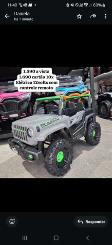 Carrinho elétrico infantil 12v jeep off