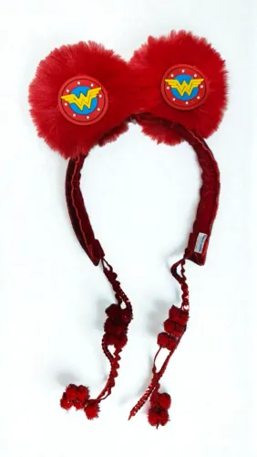 Arco Mulher Maravilha Pompom Vermelho Festa Fantasia Tamanho único