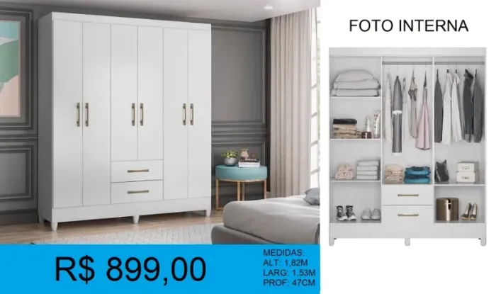 Guarda roupa casal compacto - compre hoje e receba amanhã 