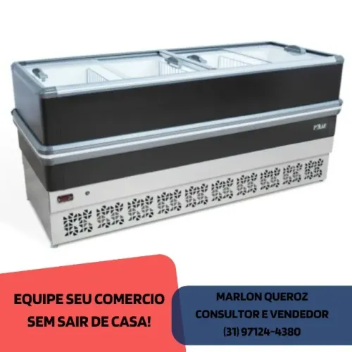 Ilha de Congelados Preta 2M Vidro Reto Polar