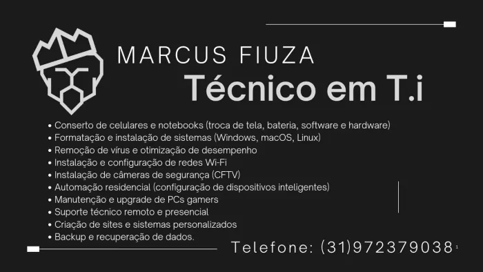 Técnico em T.I, Eletrônica e Programador Freelancer - Atendimento a Domicílio