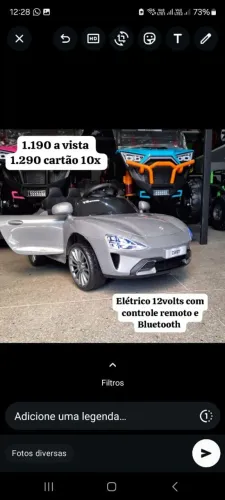 CARRO ELÉTRICO INFANTIL 12VOLTS CINZA 