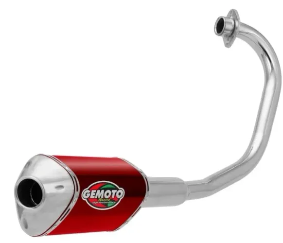Escapamento Gemoto Racing 3 Trioval Curva Cromada Fan 125 Vermelho
