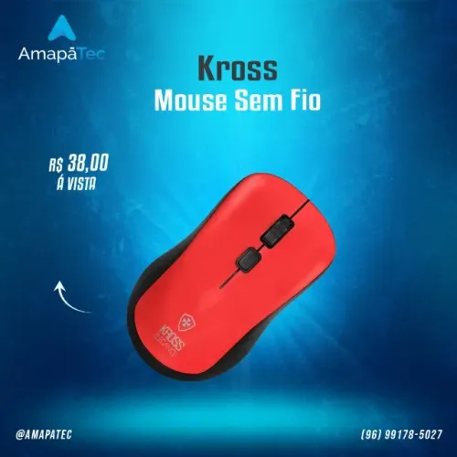MOUSE SEM FIO 1600DPI KE-M218 VERMELHO