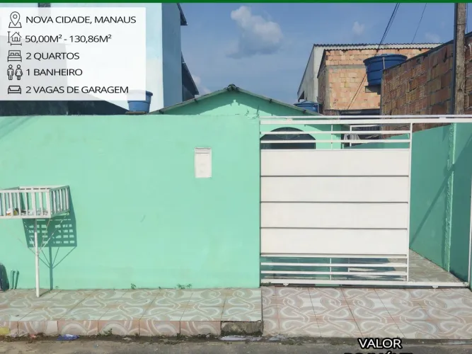 Casa de 02 qts, CJ.Nova Cidade, Manaus - Am