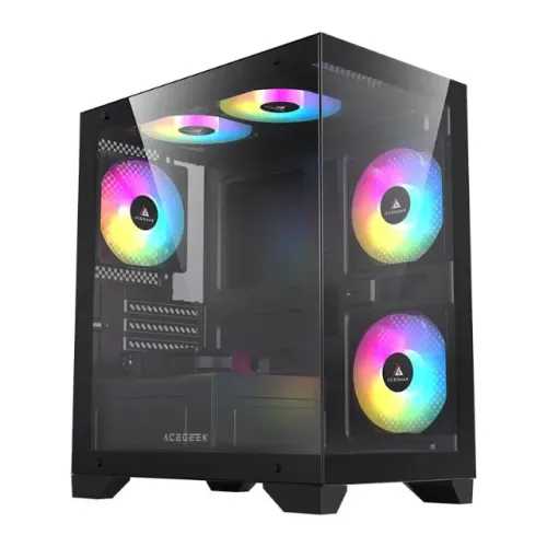 Gabinete  Acegeek Rhythm, Mid-Tower, Lateral de Vidro, Sem Fans/Coolers, Novo, Lacrado