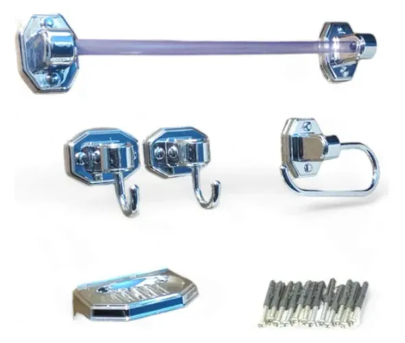 Kit Acessórios Para Banheiro Cromado 5 Peças Plástico