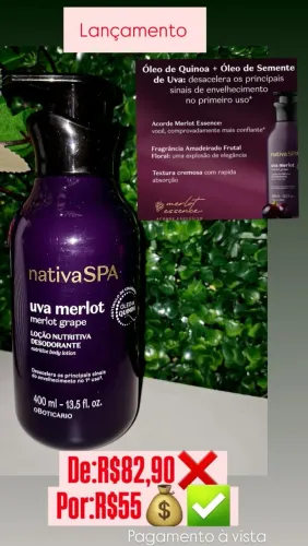 Loção Nutritiva Desodorante Uva Merlot Nativa SPA - 400ml