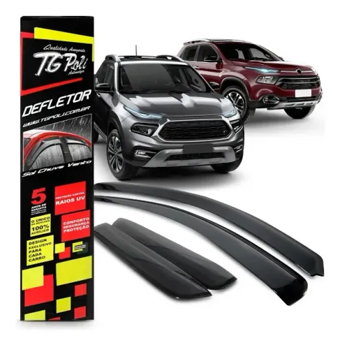 Calha De Chuva Fiat Toro 2016 À 2021 4 Portas Tg-poli Fume