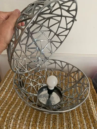 Luminária /abajur metal polido esfera