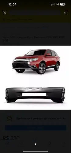 Moldura  Parachoque Placa Outlander 2016-2019
