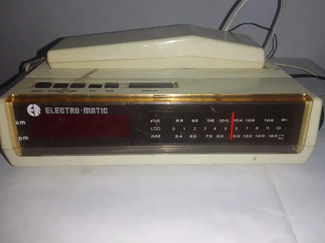 Rádio Relógio Telefone Electro-Matic  anos 70/80 - Funciona FM e Telefone<br>