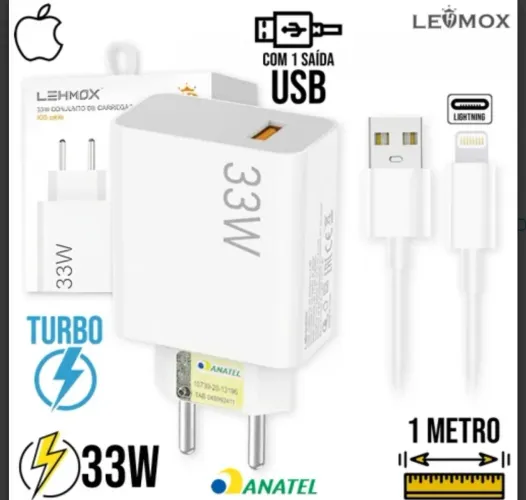 Carregador Turbo 33W para Celular - Com 1 Saída USB - 1 Metro