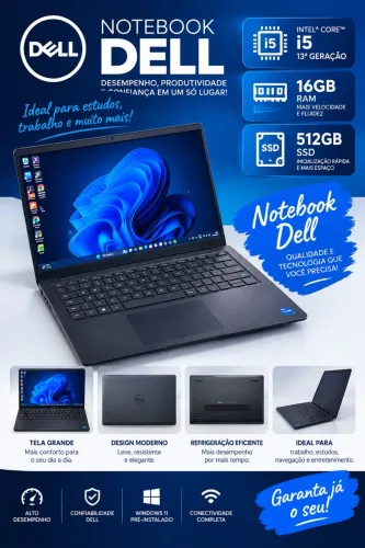 Notebook Dell i5 13ª Geração | 16GB RAM | SSD 512GB - Muito Rápido!
