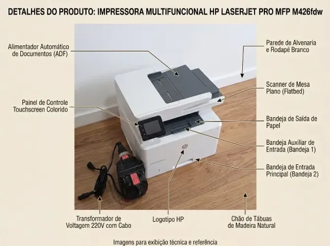 Impressora HP LaserJet Pro MFP M426fdw (Wi-Fi/Duplex) + Transformador 110V/220V