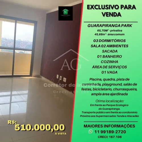 APARTAMENTO 3 DORMS - CONDOMÍNIO GUARAPIRANGA PARK