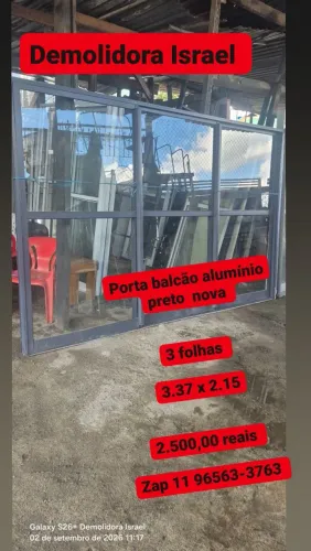 Porta balcão alumínio preto nova