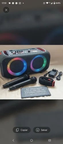 Caixa de Som HAVIT Bluetooth + 2 Microfones (Com Rádio FM e LED)