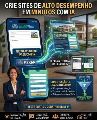 Corretores de Imóveis Aplicativo que cria e gerência página de vendas de imóveis, Em 12X.