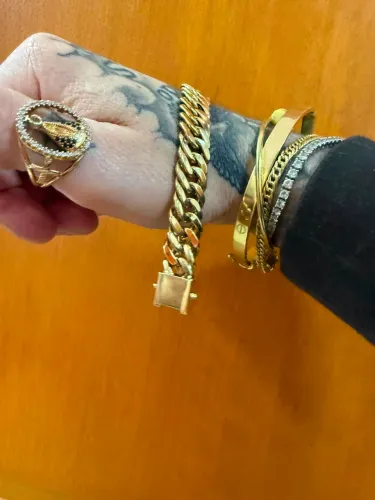 Pulseira Groumet de ouro 32.66g18k procedência garantia eterna