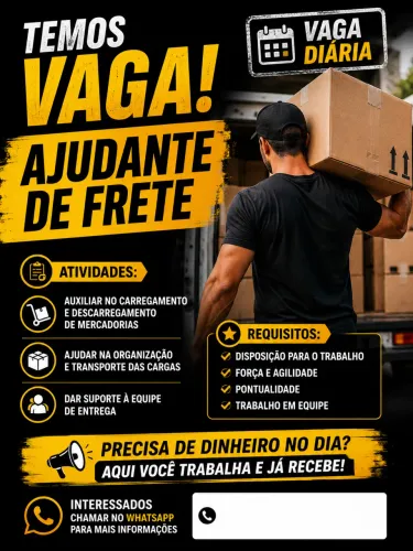 Diária para ajudante de frete 