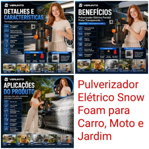 Pulverizador Elétrico Snow Foam para Carro, Moto e Jardim