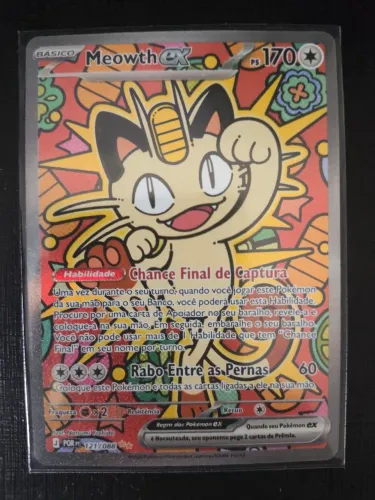 Carta Pokémon Meowth Ex 121/088 Full Art Holográfica