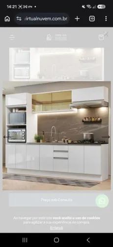 Cozinha Completa MDF 270 Com Armário E Balcão Branco Brilho:VALOR PROMOCIONAL