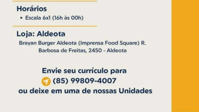 AUXILIAR DE COZINHA - BRAYAN BURGER ALDEOTA (Imprensa Food Square)