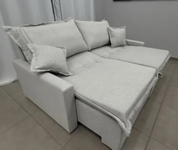 Sofá Cama Lima 180cm em Linho 2 Lugares Retrátil e Reclinável Entrega Rápida