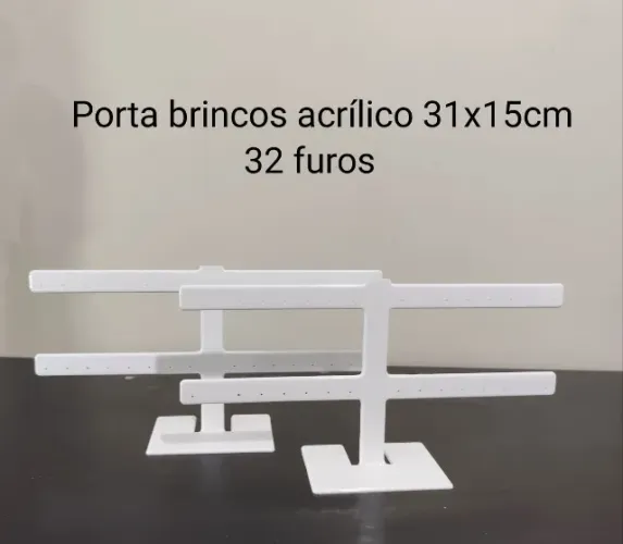 Kit 2 Porta Brincos Acrílico Branco 32 Furos - Expositor Mostruário para Bijuterias