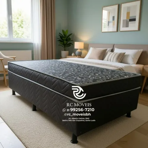 Cama Box Solteiro com Molas 88x1,88 Floral Avelã Luxo