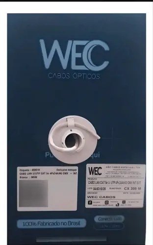 Cabo de rede cat 5e 100% cobre