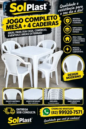 Jogo De Mesa Com + 4 Cadeiras
