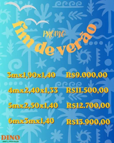 Venda de piscinas, reformas, limpezas e venda de produtos para tratamento