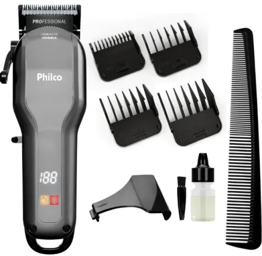 Máquina de Cortar Cabelo Philco 8 Acessórios 10W A bateria - Bivolt