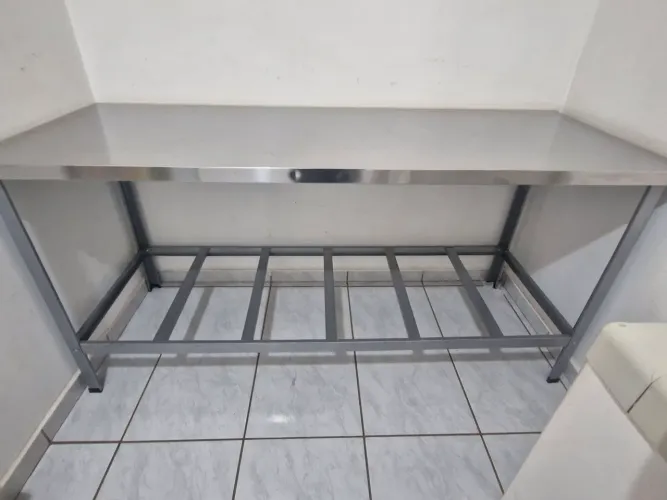 3 mesas bancada de trabalho em aço inox