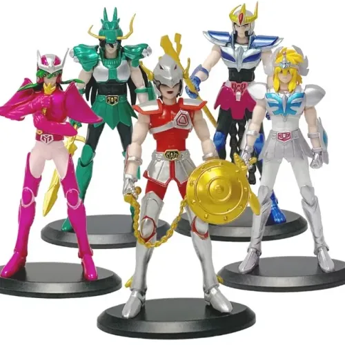 Kit 5 Bonecos Cavaleiros Zodiaco Ikki, Hyoga, Seiya, Shiryu e Shun